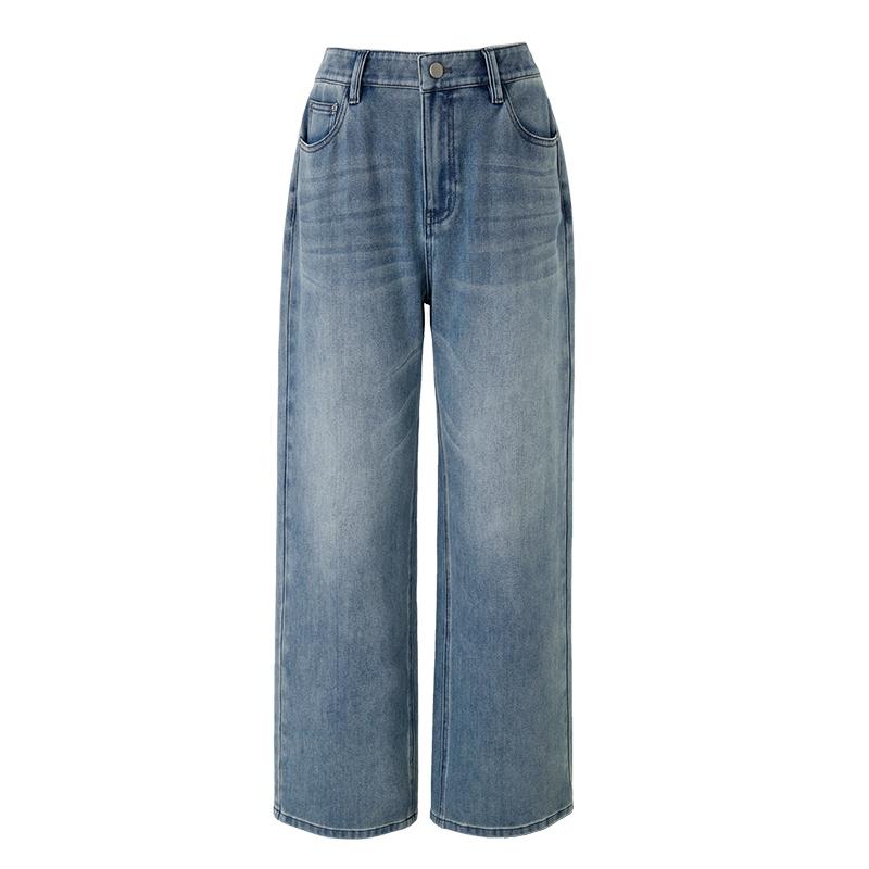 Soft, thin, comfortable, slimming wide leg pants for women, mesh power elastic high waisted straight leg denim floor pants for women