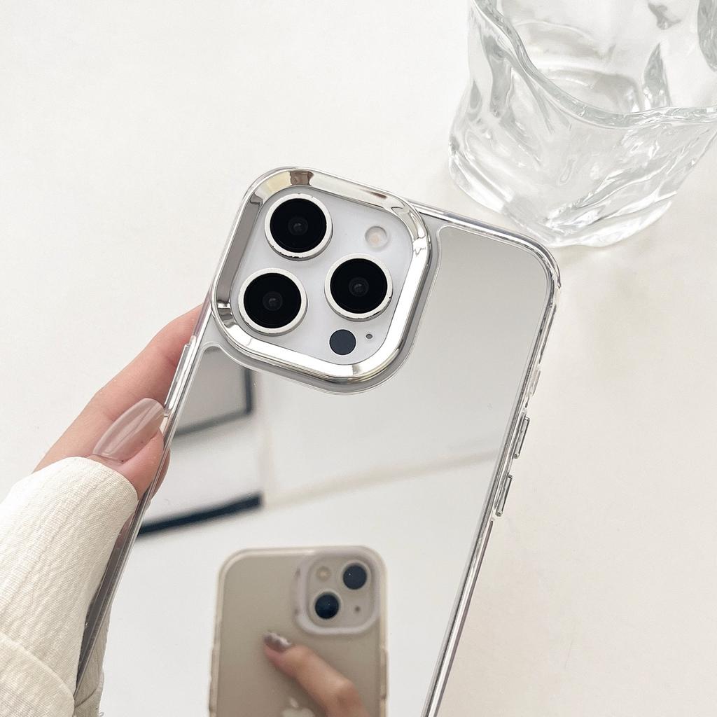 Luxusní pozlacený make-up zrcátko pouzdro na telefon pro iPhone 17 16 15 14 13 12 11 Pro Max XR X XS Pevný akrylový nárazuvzdorný kryt s nárazníkem