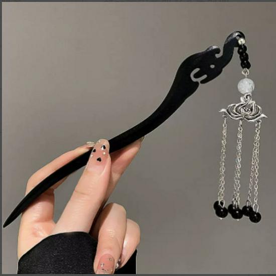 Elegant Retro Tassel Hairpin for Hanfu Updo - Women's Chinese Style Metal Hair Clip