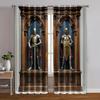 2 st, Ljusfiltrerande gardiner Medeltida riddarrustningstyg (utan spö) Festlig användning för vardagsrums- och köksinredning