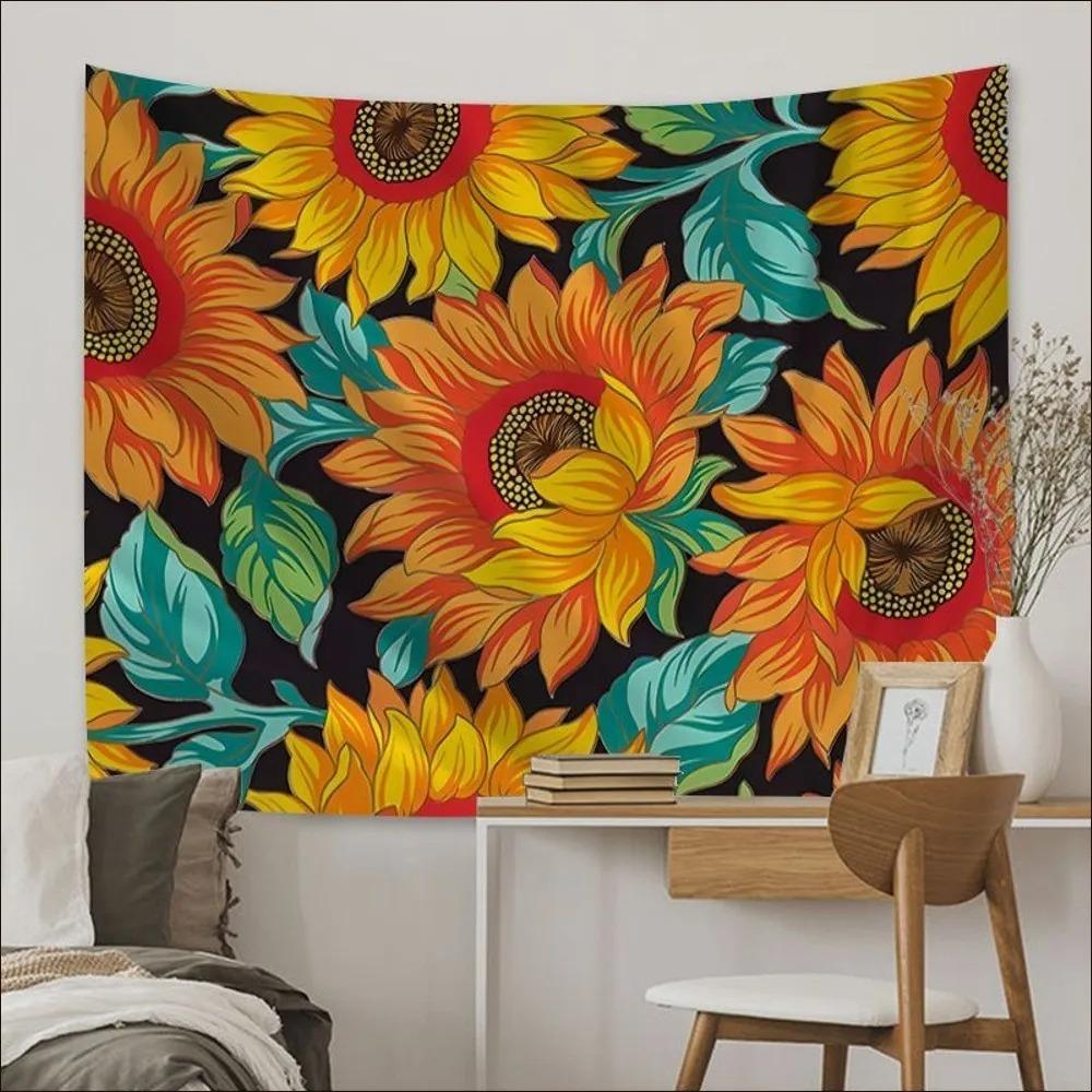 Поле подсолнухов Фон Ткань Украшения Стены Дома Гобелен Гобелен Офис Гостиная 100x75cm — фото 11