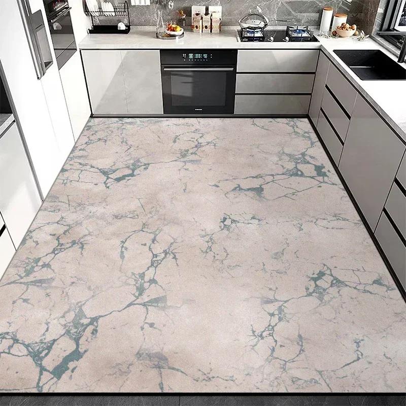 Kitchen Floor Mat Large Pvc Leather Waterproof Carpet Anti-slip Oil-proof Foot Mats Imitation Marble Rug Home Decoration Rugs