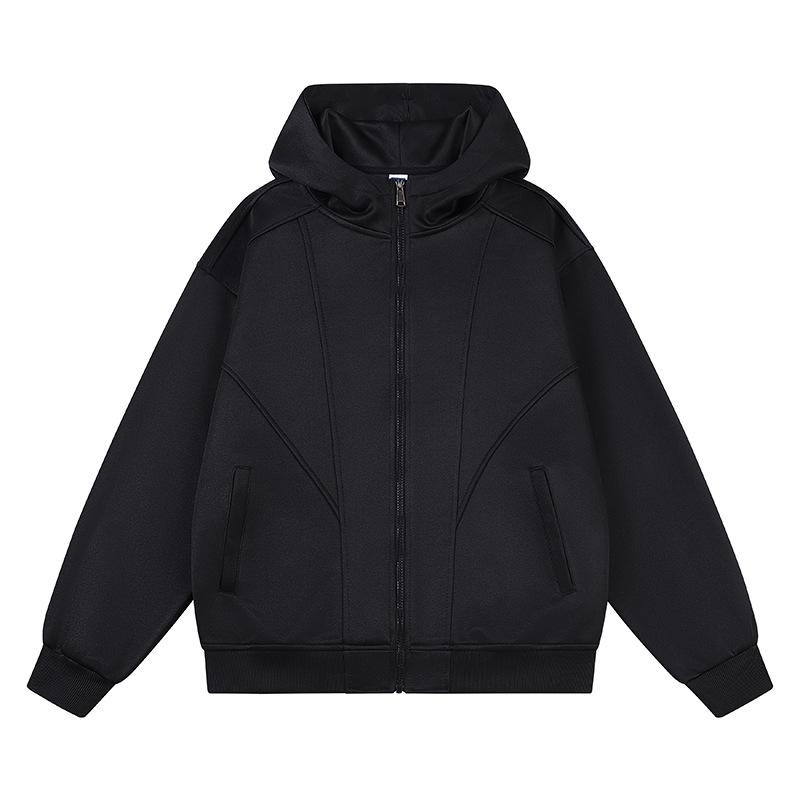 

Men s American Style Heavyweight Hooded Cardigan: Loose-Fit Casual Jacket for Spring & Autumn 3XL чорний