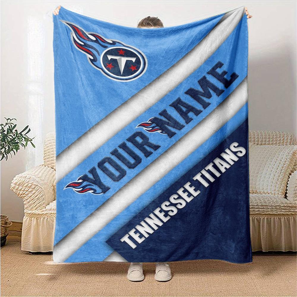 Name Custom Tennessee Titans Logo Print Flannel Blanket High Quality Warm Comfortable Cover for All Seasons Perfect for Gifts Home Decor