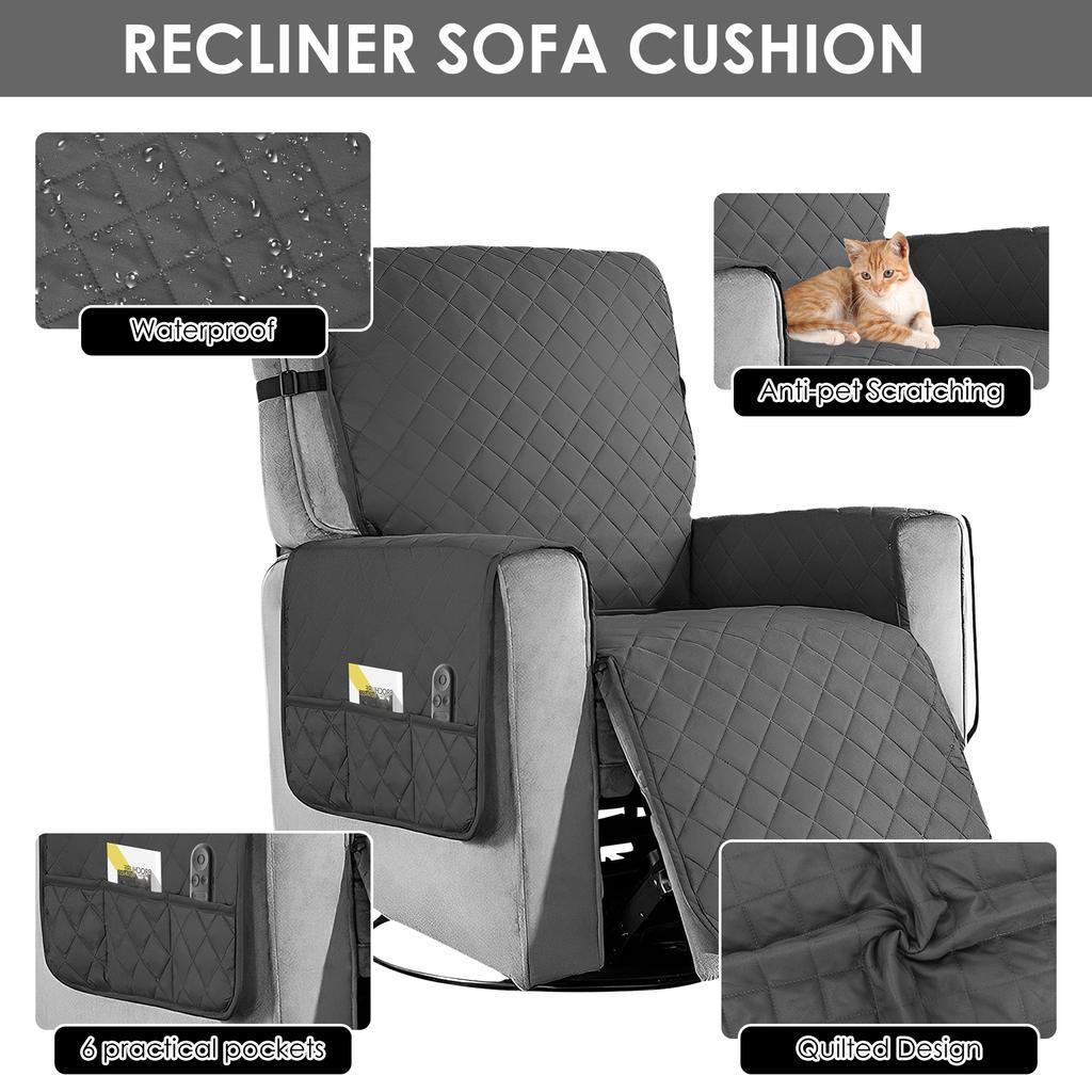 Anti-slip Recliner Chair Cover Waterproof Armchair Slipcovers Lazy Coushion With Pocket Elastic Strap Living Room Home