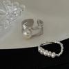 Sophisticated Double Layer Pearl Silver Bead Ring For Womens Highend Fashion Look