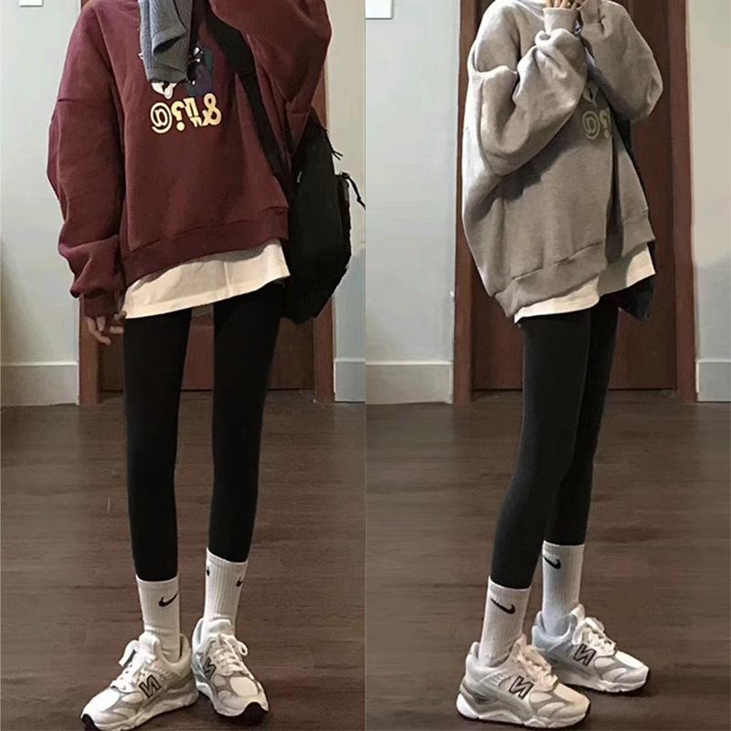 Autumn and Winter Shark Pants Fleece Thickened Outer Wear Warm Tight Barbie Trousers Pocket High Waist Belly Women Leggings