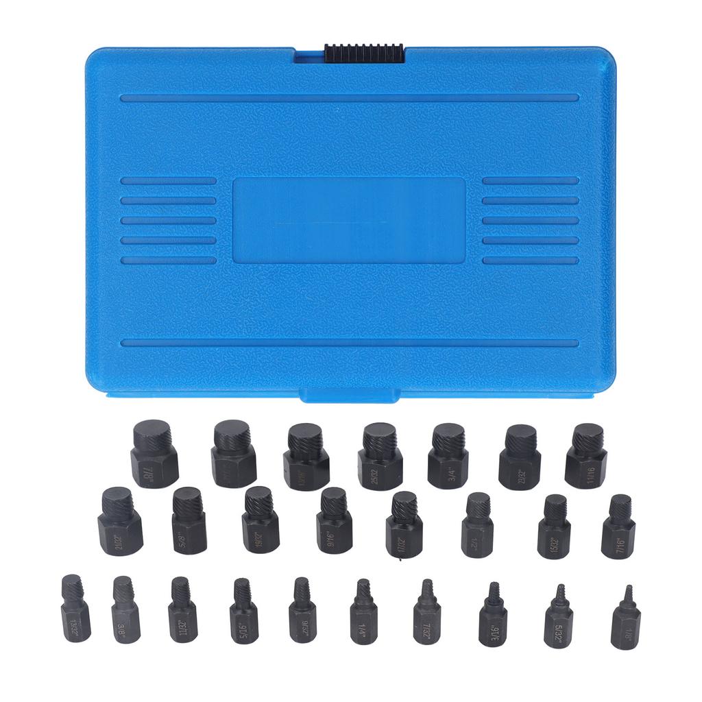 25 buc. Extractor de șuruburi din oțel Cr-Mo, cap hexagonal, rupt și deteriorat, set de îndepărtare a știfturilor pentru reparare