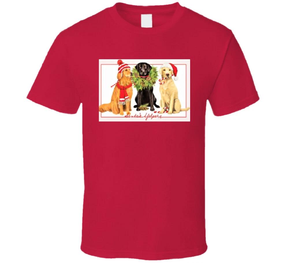 Santa s Helpers Dogs Labrador Golden Retriever Christmas T Shirt S