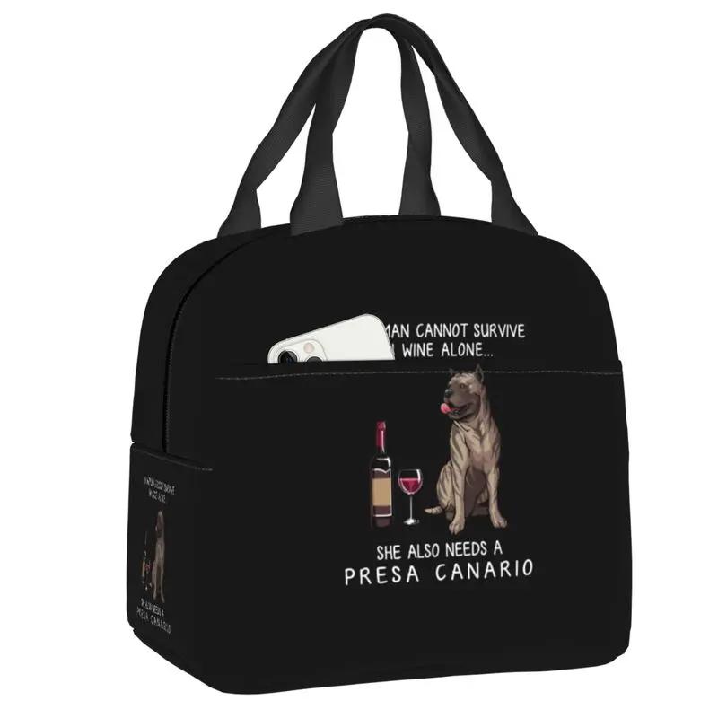 Bichon Frise And Wine Funny Dog Portable Lunch Box Waterproof Pet Puppy Thermal Cooler Food Insulated Lunch Bag Office Work