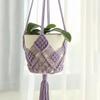 Boho Plant Hanger with Net Pouch Cotton Rope Woven Hanging Basket Macrame Flower Pot for Indoor Outdoor Hanging Succulents