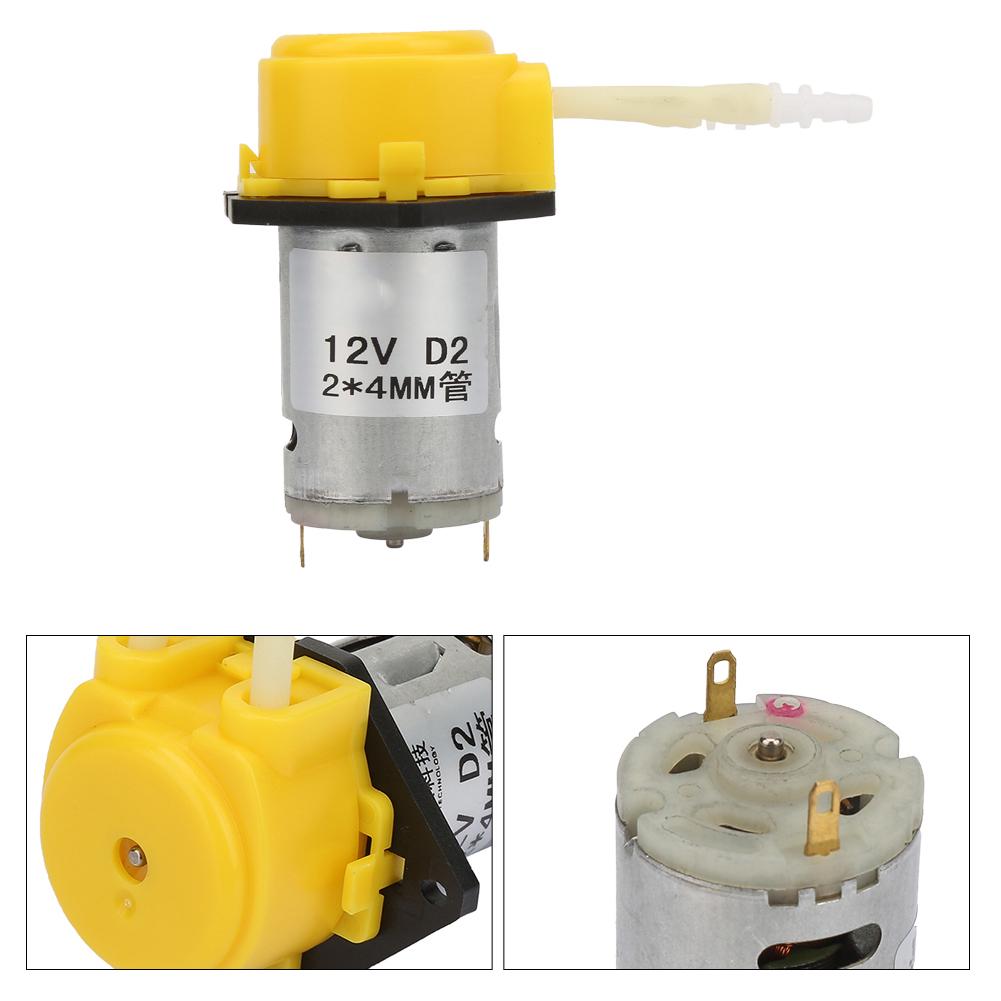 DC12V Yellow Micro Water Liquid Peristaltic Pump For Aquarium Lab Analytical 2*4mm