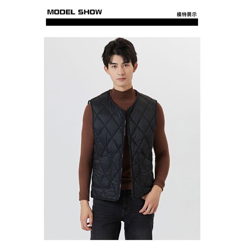 Thick Velvet Cotton Vest for Autumn and Winter Warm Men's Quilted Large Size Cardigan Base Home Vest Jacket