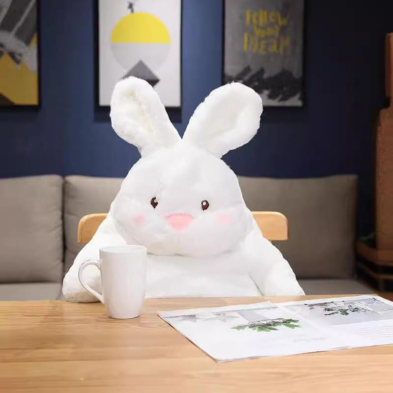 Plush White Lazy Rabbit Doll Delightful Large Cuddly Bunny For Home And Nursery
