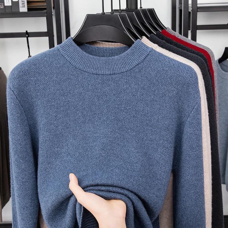 

Мужской осенне-зимний свитер с высоким воротом из 30% кашемира - Плотная, теплая вязка 115 (140-155 jin)