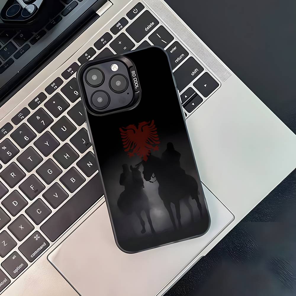 

A-Albanias Flag Phone Case For iPhone 17,16,15,14,13,12,11,Pro,XS,Max,Plus,Mini,SE4,E Black Matte Shockproof Cover iPhone15Plus