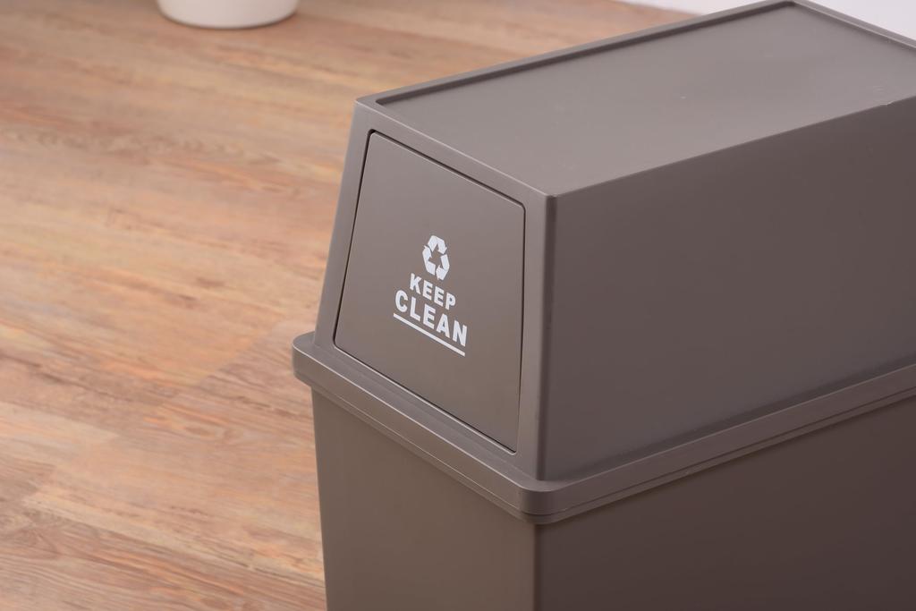 Azumaya-kk LFS-761BR Trash Can with Lid, Brown, W28 X D45 X H67cm