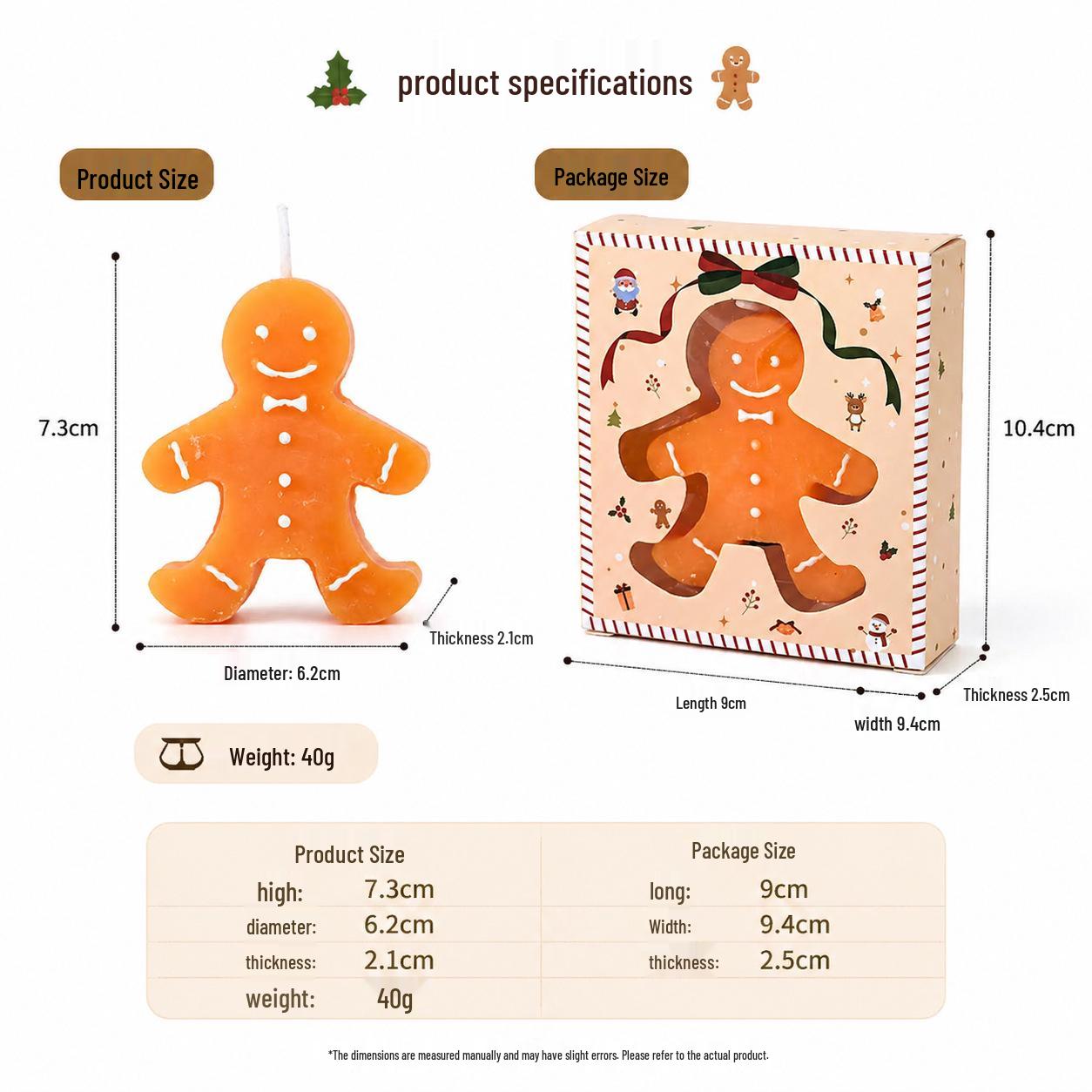 Gingerbread Man Scented Candle - Christmas Souvenir Wax Gift