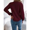 Women's Sweatshirt Casual Top Solid Colour Cable-Knit Bell Sleeves Asymmetrical Pullover
