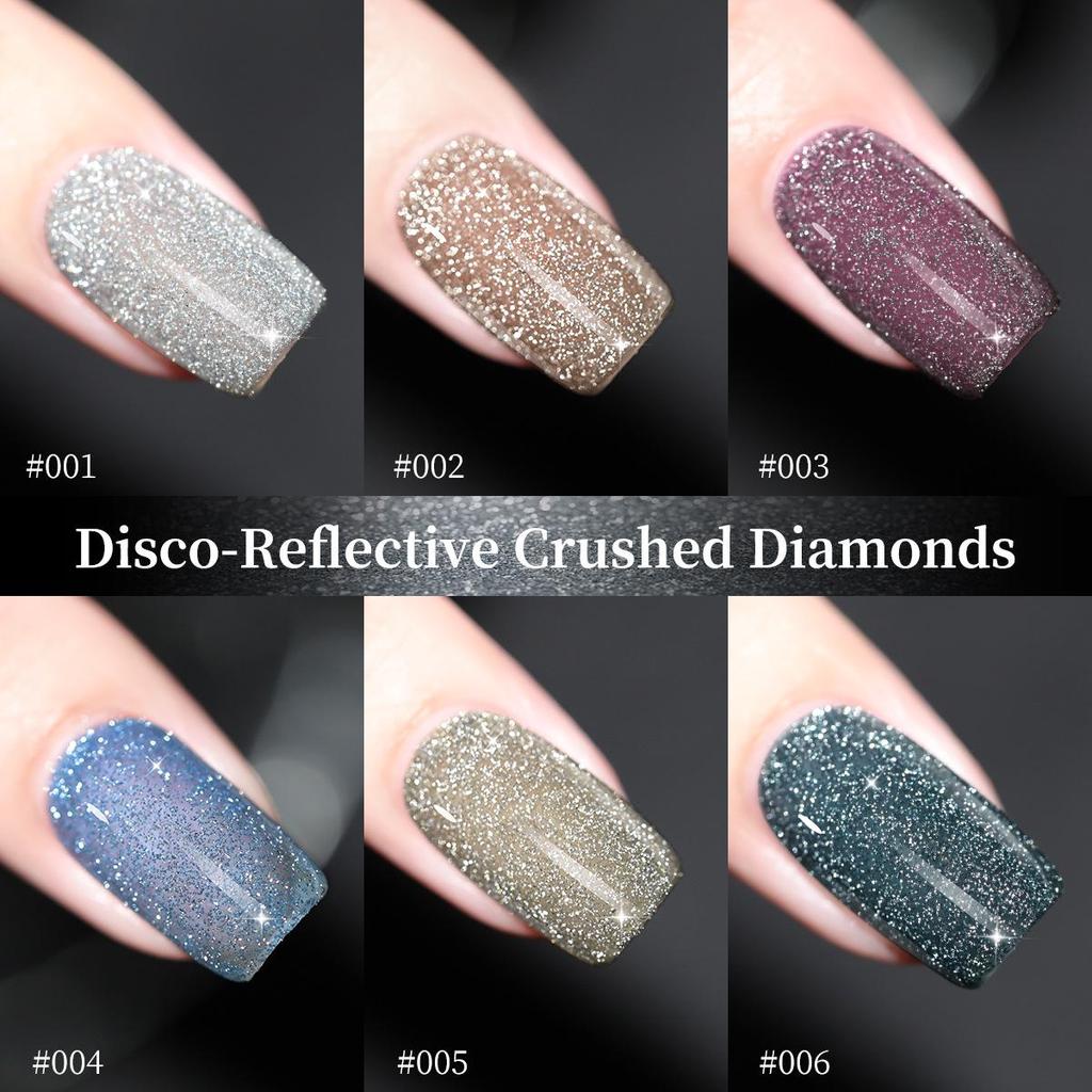 Reflective Disco Diamond Gel Polish 2025: Starlight Silver Nail Set