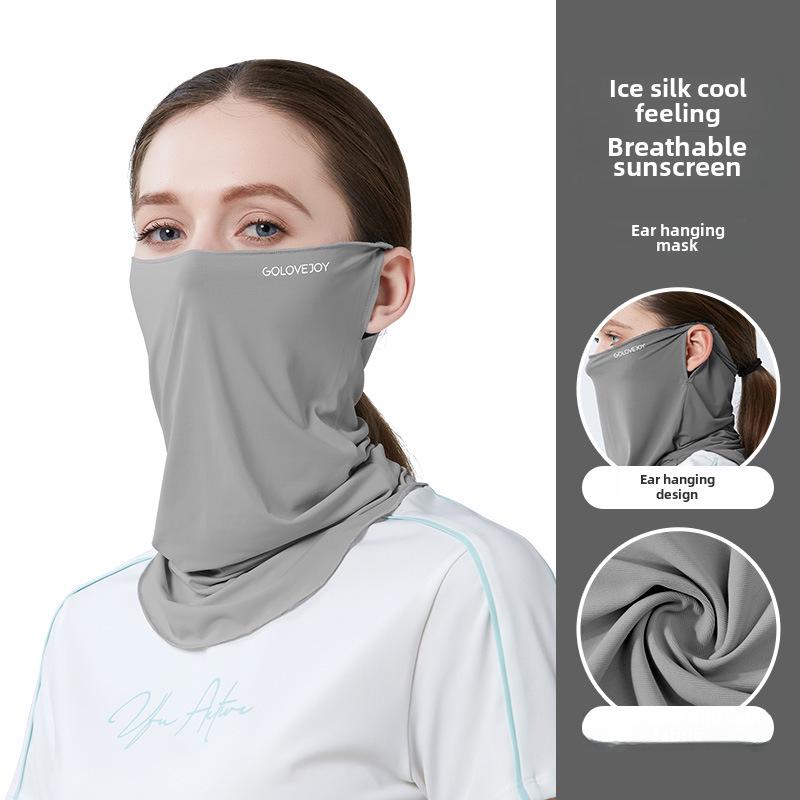 Women's Summer Cycling Sun Protection Ice Silk Mask with Ear Loops and Neck Coverage - XTJ27
