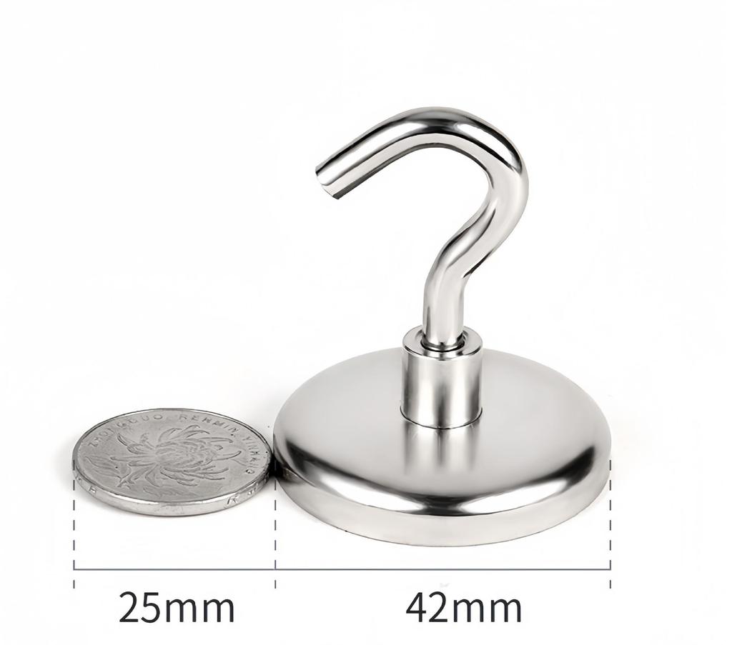Neodymium Iron Boron Magnetic Hook: Strong, Round, No-Drill Refrigerator Magnet.