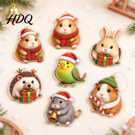 Christmas Tree Hanging Ornaments 24 Days Advent Calendar with Pet Animal Charms Gift for Lovers Cute And Daily Home Decor Acrylic