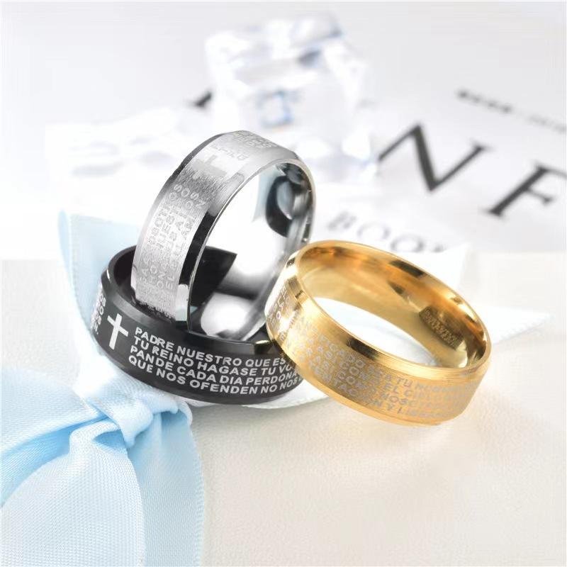 1Pcs Stainless steel men's and women's simple finger rings with engraved words Stainless steel rings