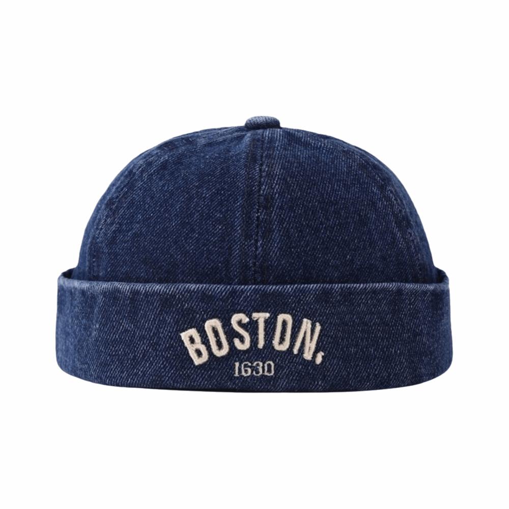 Adjustable Children Melon Beanie Letter Embroidered Landlord Cap Cute Baby Brimless Hat  Unisex темно-синий