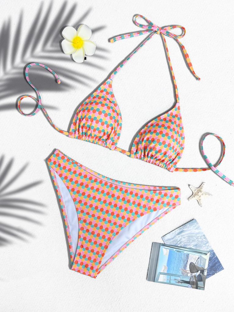 "2025 Bikini Sexy cu Șireturi din Dantelă cu Imprimeu Leopard, Costum de Baie din Două Piese pentru Femei"