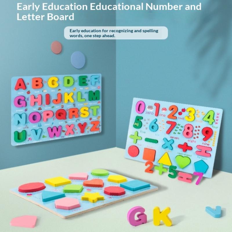 Wooden Puzzles For Toddlers Alphabet & Number Matching Games Montessori Learning Toys For Early Educational