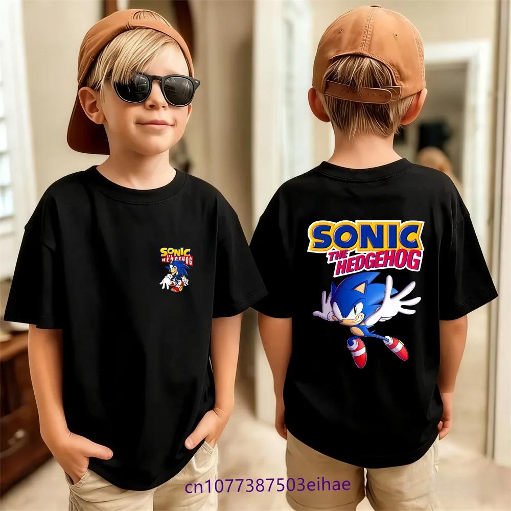 Sonic Printed Children Summer Short Sleeve TShirt Breathable Cotton Casual Sportswear Fashion Soft Touch Cute Cartoon 100