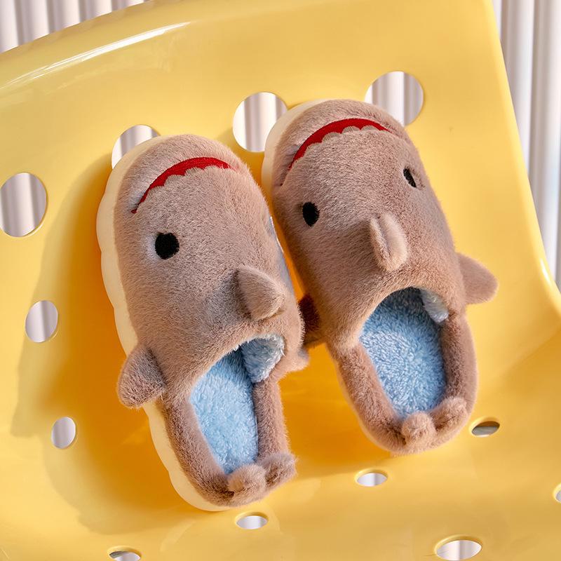 Nuovo Stile Pantofole in Cotone Antiscivolo a Forma di Squalo per Bambine - Calde Calzature per la Casa Genitore-Figlio