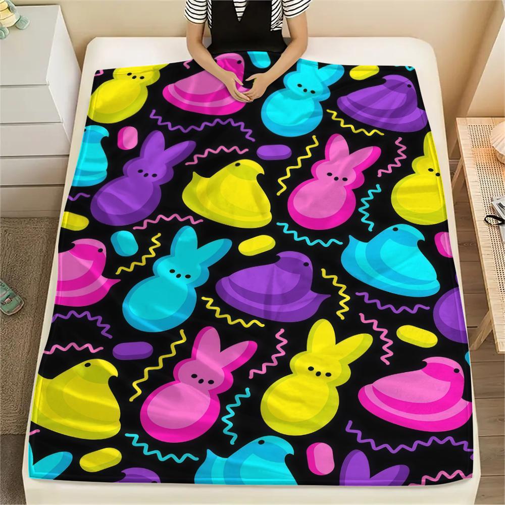 Easter Egg Print Flannel Blanket,High Quality Comfortable for All Seasons,Home Decor,Warmth and Comfort,Perfect for Christmas Gifts