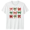 Christmas Bows Holiday Unisexs T Shirt Unisexs Festive Top Vintage Casual Top For Everyday Wear Stretched Comfortable