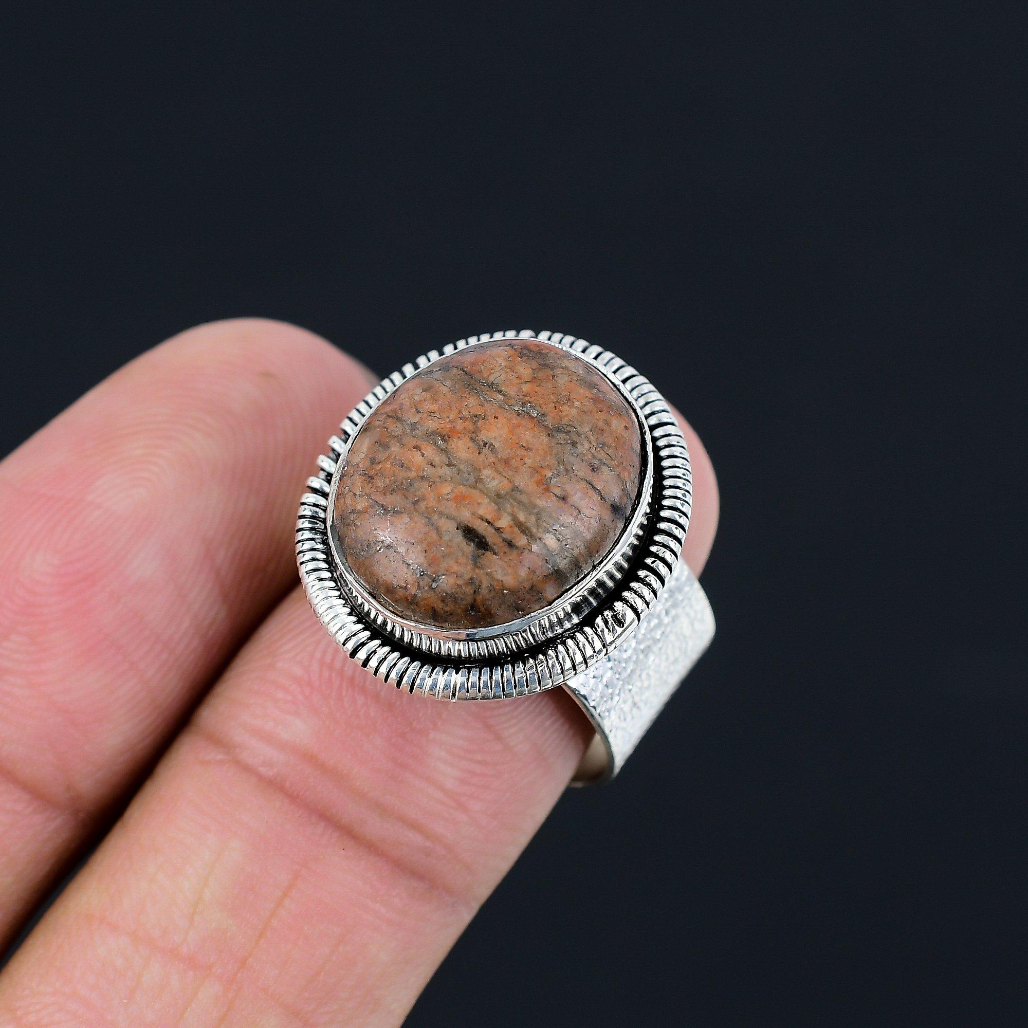 Распродажа ко Дню дочерей Овальный камень унакит Кольцо в стиле бохо для мамы Размер 8.5 Стерлинговое серебро 8.5