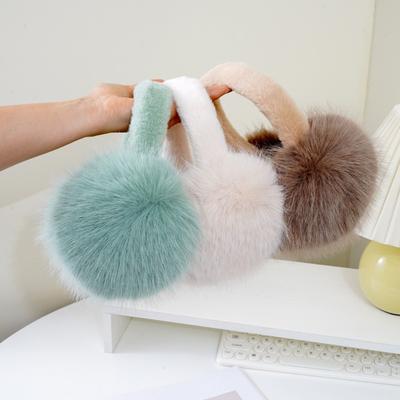 Winter New Thick Velvet Windproof Cold-resistant Long Hair Fluffy Solid Color Simple Earmuffs Cute Earmuffs Plush Warm Warm Earmuffs
