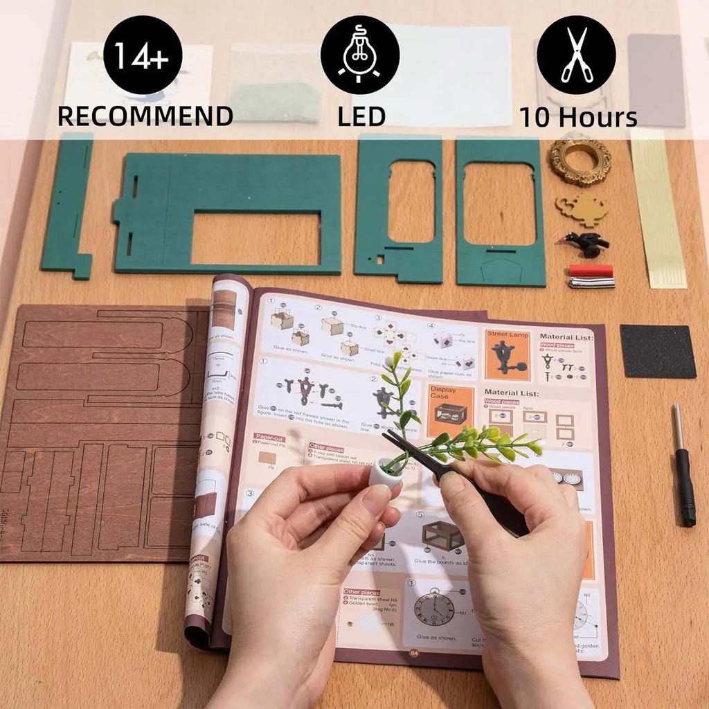 ROBOTIME Rolife 3D Puzzles Alice's Tea Store DIY Miniature House Kit DG156