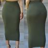 Women Skirt Solid Color Elastic Bodycon High Waist No Constraint Match Top Comfortable Mid-calf Length Sheath Skirt Dating Skirt