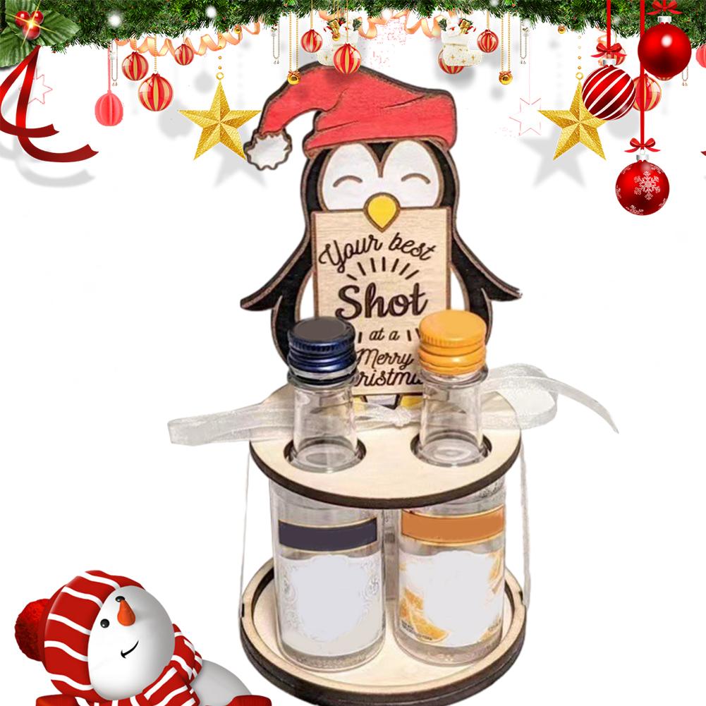 

1-10PC Christmas Mini Wine Bottle Holder Mini Liquor Bottle Holder Funny Stand Bottle Rack Wooden Christmas Wine Rack Party Deco 1 PCS
