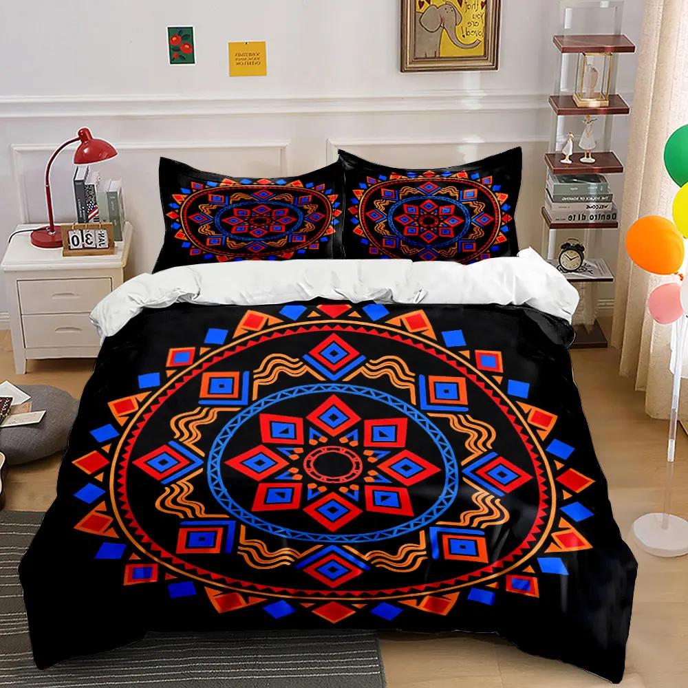 Geometric Mandala Decor Set Soft Comfortable Duvet Cover Bedding Set Included 1*Duvet Cover & 2*Pillowcases gift