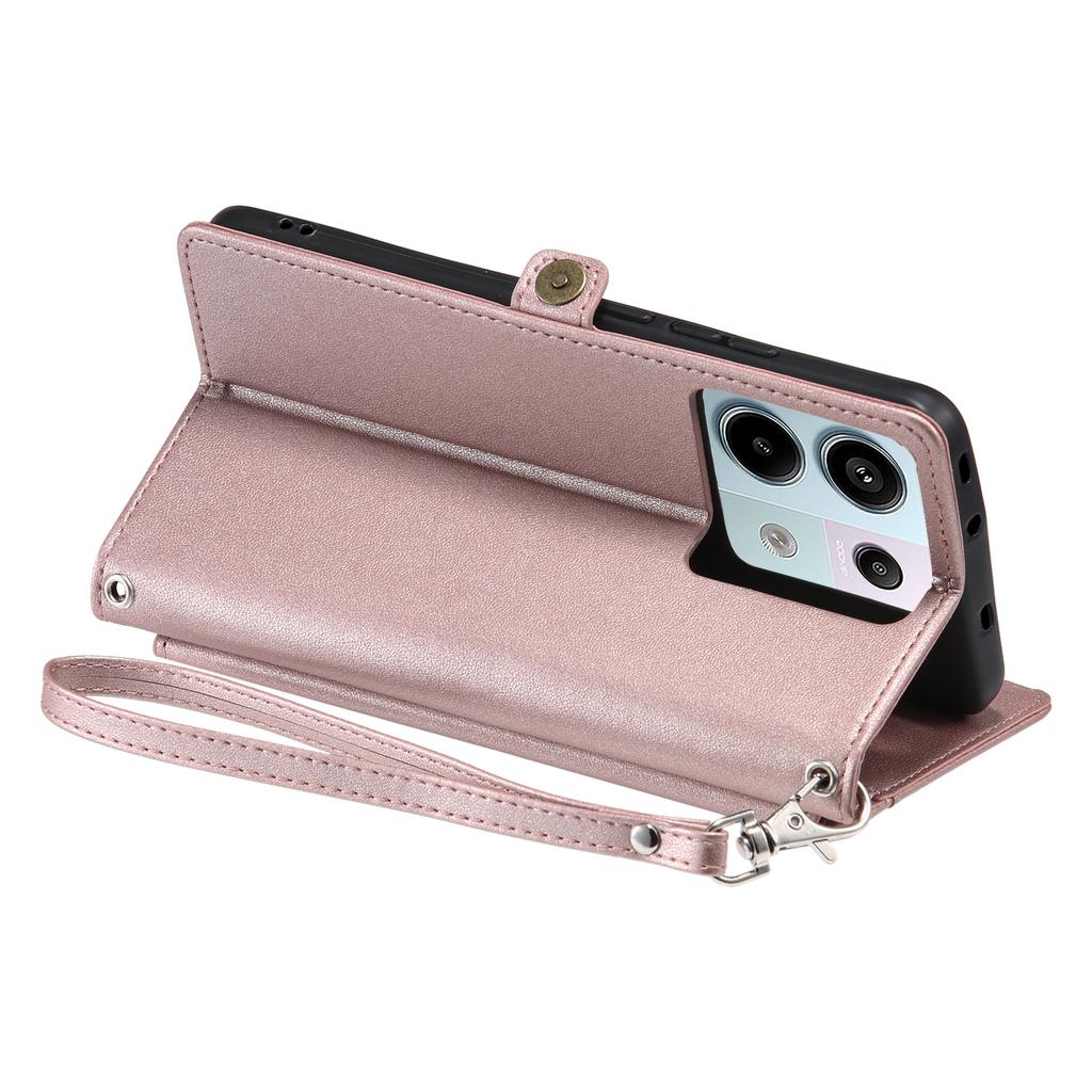 Für Xiaomi Poco X6 5G/Redmi Note 13 Pro 5G Lederhülle Brieftasche Ständer Handyhülle mit Riemen