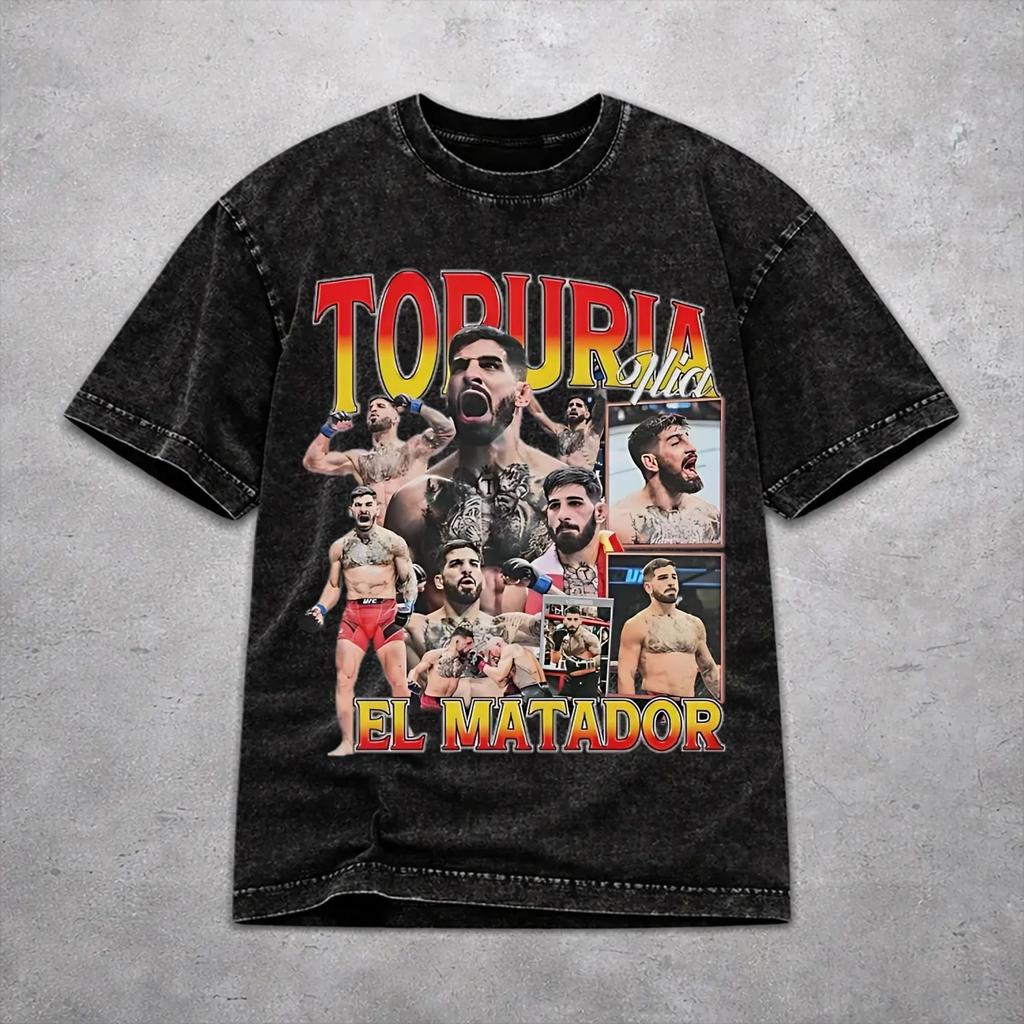 Camiseta Vintage Hombres Mujeres 2026 El Matador Ilia Topuria Camisetas Oversize Lavadas Ropa