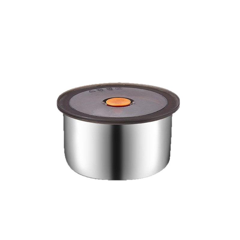 Round stainless steel lunch box with lid, household refrigerator storage crisper, kitchen sub-packing box, bento box