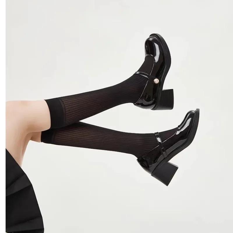 Ladies Shoes 2025 Hot Sale Buckle Strap Women's High Heels Fashion Shallow Office and Career Round Toe Pumps New Mary Jane Shoes
