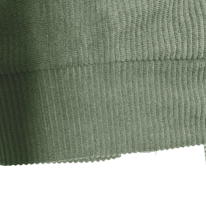 Men S Corduroy Flight Jacket Casual Stand Collar Long Sleeve Multi Pocket Solid Color