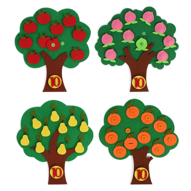 Peache Orange Banana Pear Apple Fruits Tree Felt Math Learning Education Board