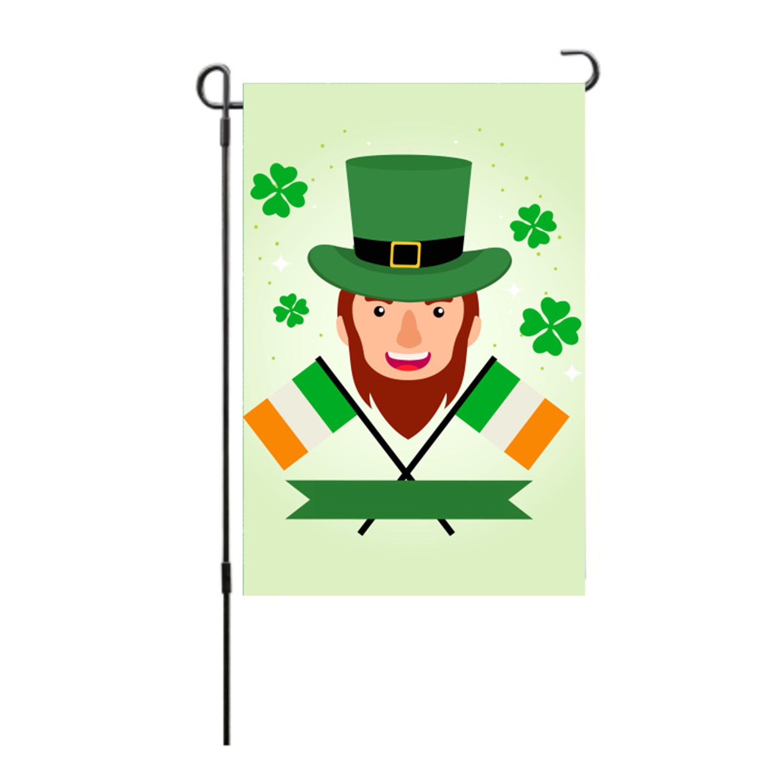

Садовый флаг на День Святого Патрика, двухсторонний, счастливый четырехлистный клевер, садовый вертикальный флаг для террасы и патио Type 3