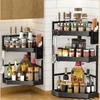 Carbon Steel Seasoning Rack Corner Stand Storage Rack Household Condiments Rack Kitchen Organizer