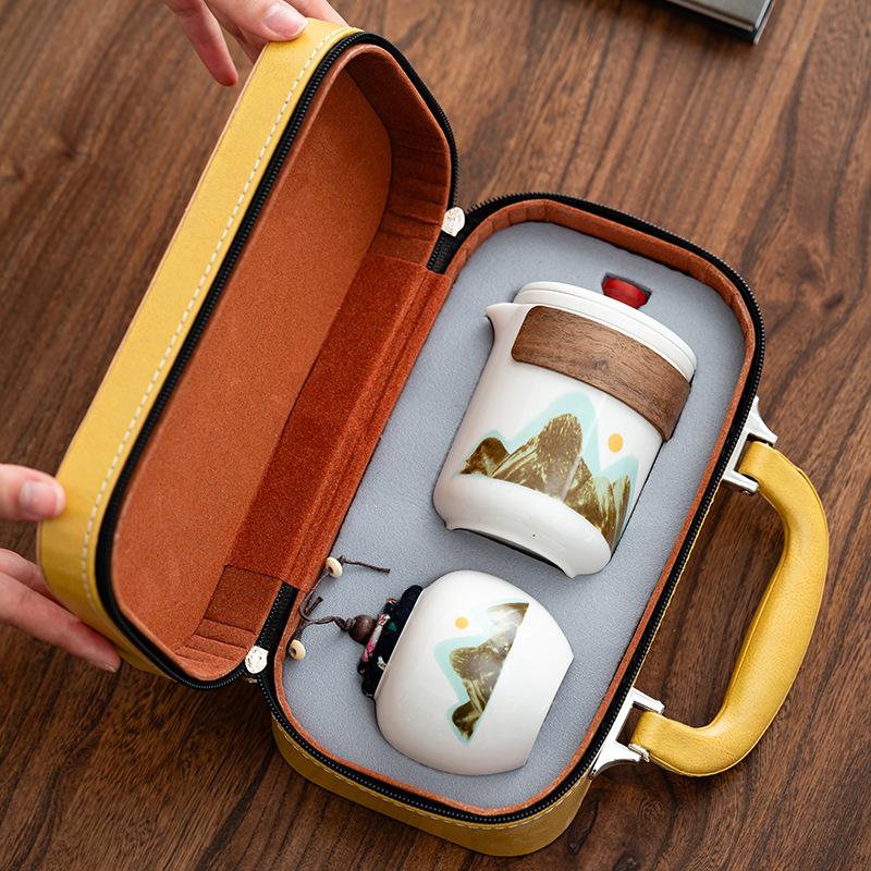 Outdoor express cup, high-end practical, send elders good travel tea set, Qingshan ancient rhyme teapot set